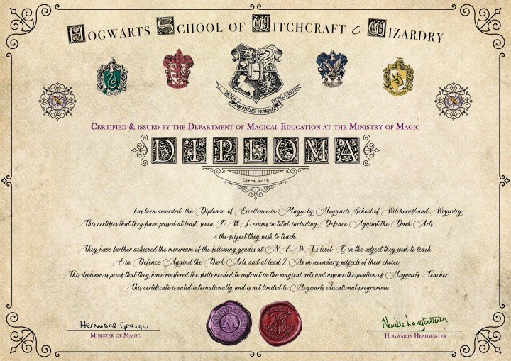Hogwarts teacher diploma